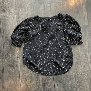 Ann Taylor polka dot short sleeve blouse size XS